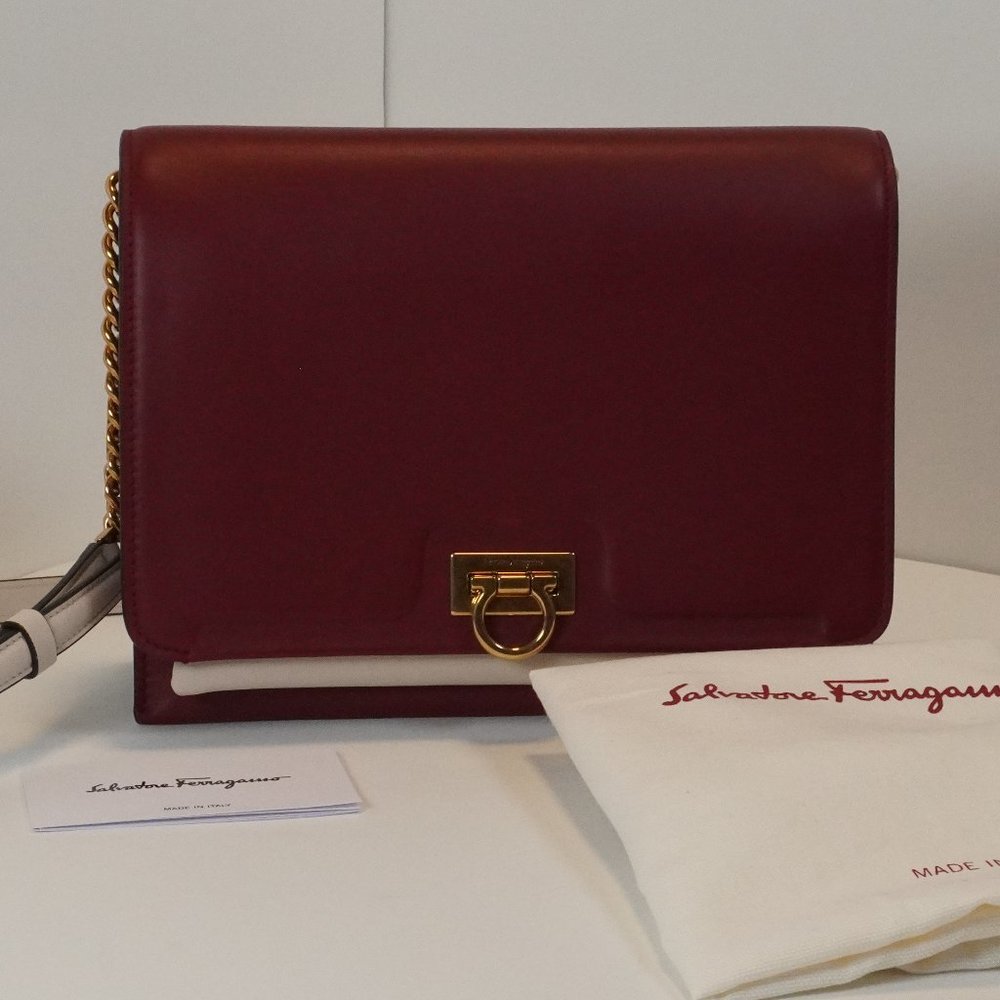 Salvatore Ferragamo Trifolio Flap Medium Leather Shoulder Bag
